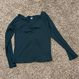 Old Navy Dark Green Ribbed Long Sleeve Top